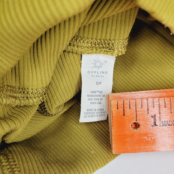 Aerie Offline Leggings Real Me 7/8 Women's Green Small Gym Running Ribbed Casual - Picture 3 of 10